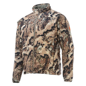 Veste de chasse d'extérieur pour hommes avec col montant, fermeture éclair intégrale, tissu résistant à l'eau et plusieurs poches pour le camping - Product Image 1