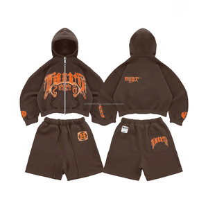 Ropa de Otoño para Mujer 2025, Pantalones Cortos con Logotipo Personalizado, Chándal para Hombre, Sudadera con Capucha y Pantalones Cortos al por Mayor, Conjunto de Dos Piezas Morado - Product Image 6