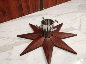 Support d'arbre de Noël en forme d'étoile pour décoration intérieure, utilisation au sol, support d'arbre de Noël en bois avec collier métallique - Product Image 2
