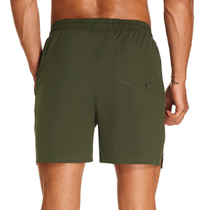 <b>Men's</b> Solid Green Quick Dry Board Shorts With Drawstring Waist And Pockets Casual Swimwear Short Length For Sale - Product Image 2