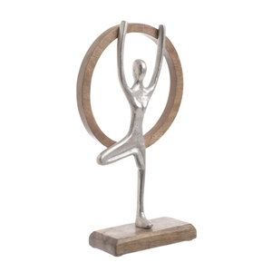 Sapin de Noël élégant et très demandé, en métal doré poli, avec surface en aluminium et bois, pour décoration festive et idéal pour offrir. - Product Image 3