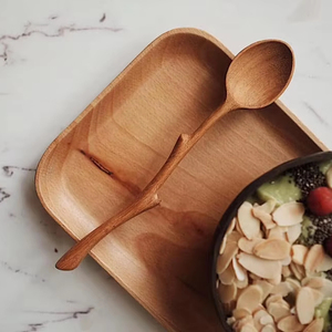 ช้อนไม้ด้ามกิ่งไม้ 16 ซม. แกะสลักด้วยมือจากไม้แอช อะคาเซีย ไม้เรดวูด และไม้ขนุน ของตกแต่งร้านกาแฟและเครื่องใช้บนโต๊ะอาหารสไตล์วินเทจ - Product Image 1