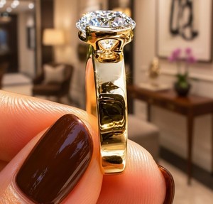 แหวนแต่งงานเพชรทรงกลม 1.01 กะรัต สำหรับผู้ชาย ทองคำแท้ 14K ของขวัญงานเลี้ยง แหวนเพชร CVD สำหรับเพื่อน - Product Image 4