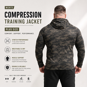 Men Camo Printed Plus Size Training <b>Jacket</b> Yoga Compression Zipper Hoodie Men's Fitness Slimming Hooded <b>Jacket</b> Men Sports <b>Jacket</b> - Product Image 2