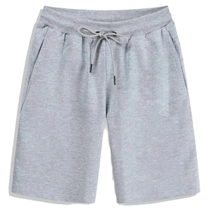 Shorts Bermuda en Coton Gris pour Homme, Taille Élastiquée, Tricoté, Respirant, Couleur Unie, Coupe Décontractée - Product Image 5