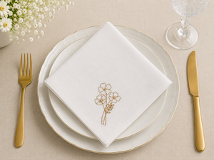 White Floral Embroidered <b>Cloth</b> Napkin Square Dinner <b>Table</b> Napkin Decorative Dining <b>Linen</b> for Wedding Party - Product Image 2