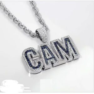 Personalized <b>Initial</b> Letter <b>Pendant</b> Hip Hop Iced Out 925 <b>Silver</b> <b>Pendant</b> Custom VVS Moissanite <b>Pendant</b> Pass Diamond Tester - Product Image 4