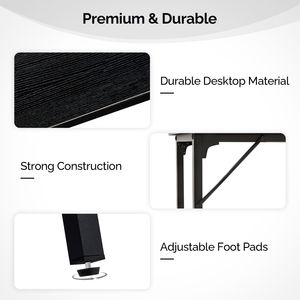 Mesa de Bar Negra de 71 Pulgadas con Tablero de MDF Resistente, Estructura Metálica, Capacidad de 209 Libras, Altura de Bar, para Cocina/Hogar, Barra de Bar, Uso en Clubes - Product Image 2