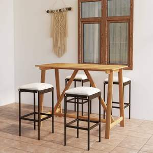 Ensemble de bar de jardin durable en bois d'acacia massif marron, 5 pièces - Product Image 1