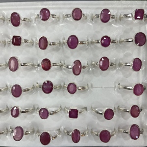 Natural Ruby Stone <b>Rings</b> Wholesale German Silver <b>Adjustable</b> Handmade Oval Cushion Cut Red Ruby Love Theme Jewelry Bulk - Product Image 6