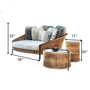 New Commercial Aluminum Daybed With Side <b>Table</b> Woven Rope Comfortable Waterproof Cushion For Outdoor, Park & Patio - Anjani - Product Image 3