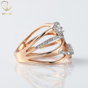 Bague de fiançailles Halo, bague croisée en or 14 carats avec diamants Moissanite taille ronde et taille marquise, bague d'anniversaire pour femme - Product Image 5