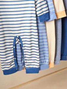 Autumn-Winter Boys' Simple Striped Solid Color Open-Leg Footed Pants Multi-Pack Perfect Outdoor Thermal Breathable Single Button - Product Image 6