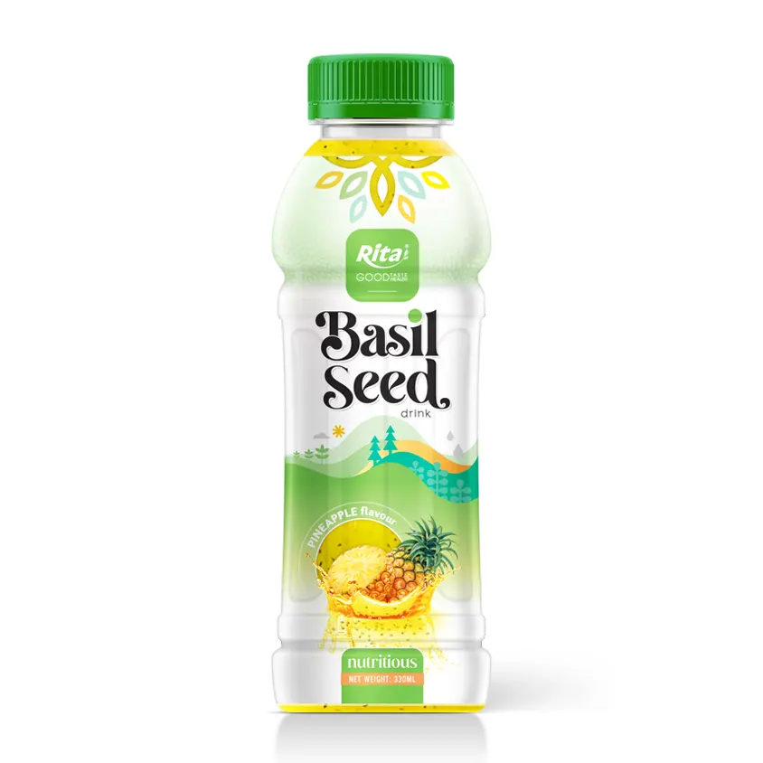 Manufacturing Companies Vietnam Best Sell Drinks Basil Seeds Organic 330 ml Pet Bottle Soft Drink