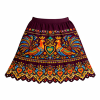 Tenue Hawaïenne Polynésienne Brodée à la Main, Taille Empire, Motif Floral, en Laine Écologique, Longueur Genou, Coton Doux et Respirant