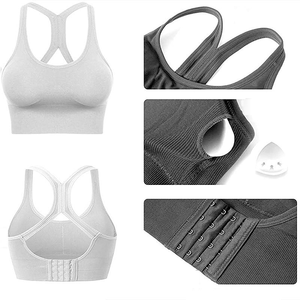 Soutien-gorge de sport confortable et sans coutures pour femme avec logo frontal, extensible dans quatre directions, respirant et écologique - Product Image 6