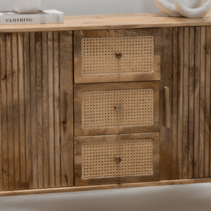 Buffet en bois de rotin Vandana Pebble Merino pour des intérieurs modernes élégants, adaptés à l'intérieur et à l'extérieur - Product Image 2