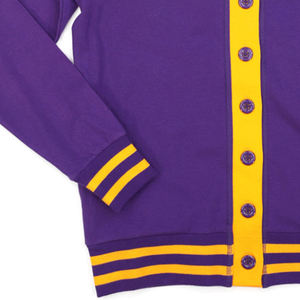 Cardigan violet à col en V pour femme, manches longues, broderie du logo Eighteen, style preppy, pull en tricot - Product Image 2