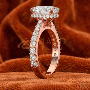 Bague de fiançailles élégante en or rose avec diamant ovale pour femme, bague en or rose avec diamant de forme ovale de qualité supérieure - Product Image 2