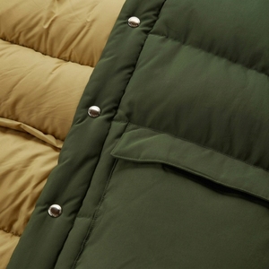 Oem Men's Green Puffer <b>Jacket</b> With Hood Turn-down Collar Button Closure Windproof Thick Polyester Winter Casual Coat - Product Image 6