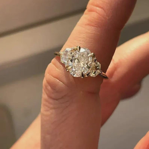 Bague de fiançailles unisexe en diamant taille ovale, luxe, 5 carats, diamant de laboratoire certifié IGI, alliance éternité en vermeil 14 carats - Product Image 5