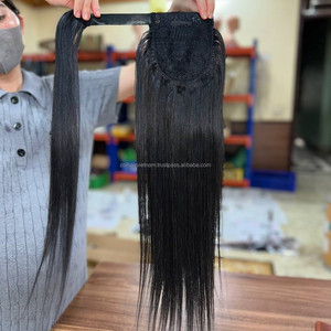 Queue de cheval lisse en cheveux humains, extensions de cheveux vierges vietnamiens, produits capillaires naturels, queue de cheval à enrouler, ne s'emmêle jamais, qualité supérieure - Product Image 5