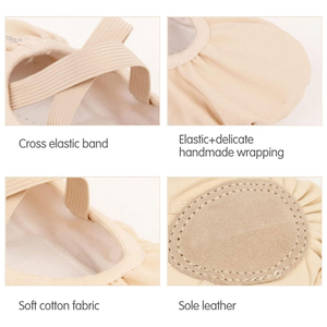 OEM Custom Logo Design <b>Cheap</b> Girls Women Genuine Leather Dance Stretch Canvas Ballet Professional Ballet Dance Shoes for Women - Product Image 3