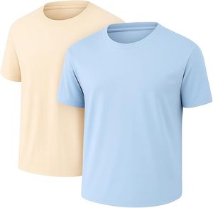 T-shirt pour homme en polyester/coton imprimé sérigraphié, anti-plis, écologique, respirant, léger, séchage rapide, col en V, pour usage quotidien - Product Image 2
