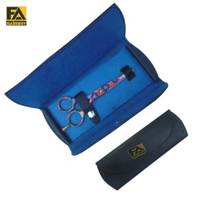 Kit de tijeras de belleza personalizadas, estuche de tela azul con mango colorido, hoja de acero inoxidable para cortar el cabello. - Product Image 1