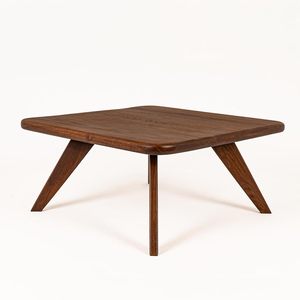 Mesa de Centro Cuadrada de Madera Maciza de Sheesham para Sala de Estar |   Mesa de Centro Moderna con Patas Triangulares Resistentes |   Mesa de Té de Madera - Product Image 2