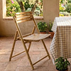 Eco-friendly Foldable Bamboo Single <b>Chair</b> with 7cm Removable Cushion for Outdoor Garden and Balcony Furniture - Product Image 6