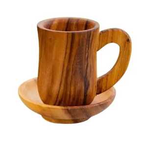 Handcrafted Wooden Coffee Mug Pair <b>Set</b> Solid Wood <b>Teacup</b> Eco Friendly Tableware Wholesale - Product Image 3