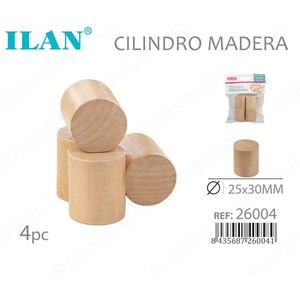 Cylindre en bois Ilan 25x30mm 4 pièces Fournitures d'artisanat - Product Image 3