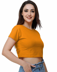 เสื้อครอปท็อปผู้หญิงปี 2026 ขายส่ง คอกลม สีพื้น ใส่สบายๆ ในฤดูร้อน ทรงเข้ารูป ผ้าแคนวาส ระบายอากาศได้ดี ผ้าไหม/ผ้าฝ้าย - Product Image 3
