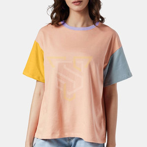 T-shirts pour femmes de haute qualité, couleur unie, coupe ample, t-shirts pour femmes avec logo personnalisé imprimé - Product Image 1