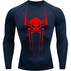 Camiseta Deportiva de Manga Larga para Hombre, con Logotipo de Araña en la Parte Delantera, Compresión, Cuello Redondo, Ajuste Delgado, Secado Rápido, Transpirable, Ecológica, de Spandex - Product Image 1