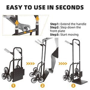 Heavy Duty Stair Climbing Hand Truck Dolly Premium Quality Cart for <b>Transporting</b> Heavy Loads - Product Image 6