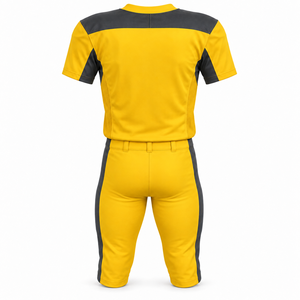 Ensemble d'uniformes de football américain jaunes et anthracite à 12 panneaux sans rembourrage et avec épaulettes carrées - Product Image 4