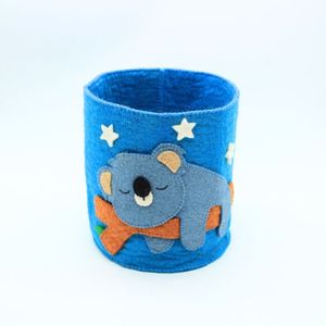 Cesta de Almacenamiento de Fieltro con Diseño de Koala Durmiendo en Color Azul - Product Image 5
