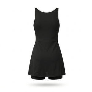 Women's Casual Solid Pickleball 2-Piece Side Slit Skirt Dress Contrast Trim Matching Safety Shorts <b>Patches</b> Sweat-Wicking - Product Image 2