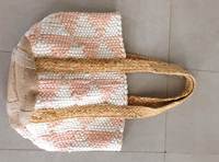 Grands sacs fourre-tout en jute tressé et coton Chindi, réutilisables, pour la plage, les courses et les courses d'épicerie, parfaits pour les filles.
