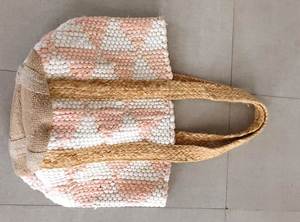 Bolsas de mano grandes de yute trenzado y algodón Chindi, reutilizables, ideales para la playa, compras y supermercado, perfectas para chicas. - Product Image 2