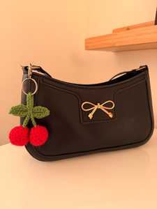 Porte-clés au crochet - Porte-clés tournesol, abeille et cerise - Breloque de sac au crochet faite à la main - Product Image 2