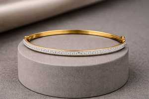 Elegant Diamond Sleek <b>Bracelet</b> Silver CZ <b>Stone</b> Minimalist Jewelry Slim Streamlined Design for Daily Wear and Festive Occasions - Product Image 2