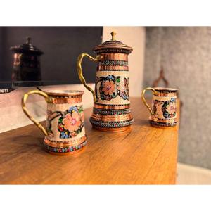 Mug en métal vintage avec broderie florale, réutilisable, souvenir, vaisselle fantaisie, mugs en cuivre avec poignée en laiton, qualité alimentaire - Product Image 4