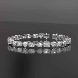Bracelet Tennis Exquis en Or et Moissanite, Formes Multiples, Bijoux de Luxe pour Hommes, Chaîne Tennis Diamantée, Bracelet Classique Hip Hop - Product Image 4