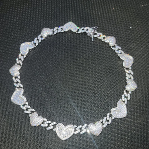 Collar de eslabones de corazón con incrustaciones de moissanita, cadena de tenis de lujo, joyería llamativa, estilo hip hop y streetwear, regalo para mujeres y hombres - Product Image 6