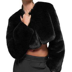 Trendy <b>Women's</b> Cropped Faux Fur <b>Jacket</b> Luxury Plush <b>Teddy</b> Coat Full Zip Winter Fashion custom Outerwear OEM private label option - Product Image 2