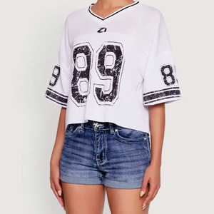 Custom Women's Vintage Oversize Boxy Mesh Cropped Jersey High Street Sports Streetwear & Blank Design American Football Jersey - Product Image 4