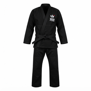Kimono de BJJ unisex para adultos, 100% algodón, uniforme de artes marciales, diseño de logotipo frontal duradero, color granate. - Product Image 1